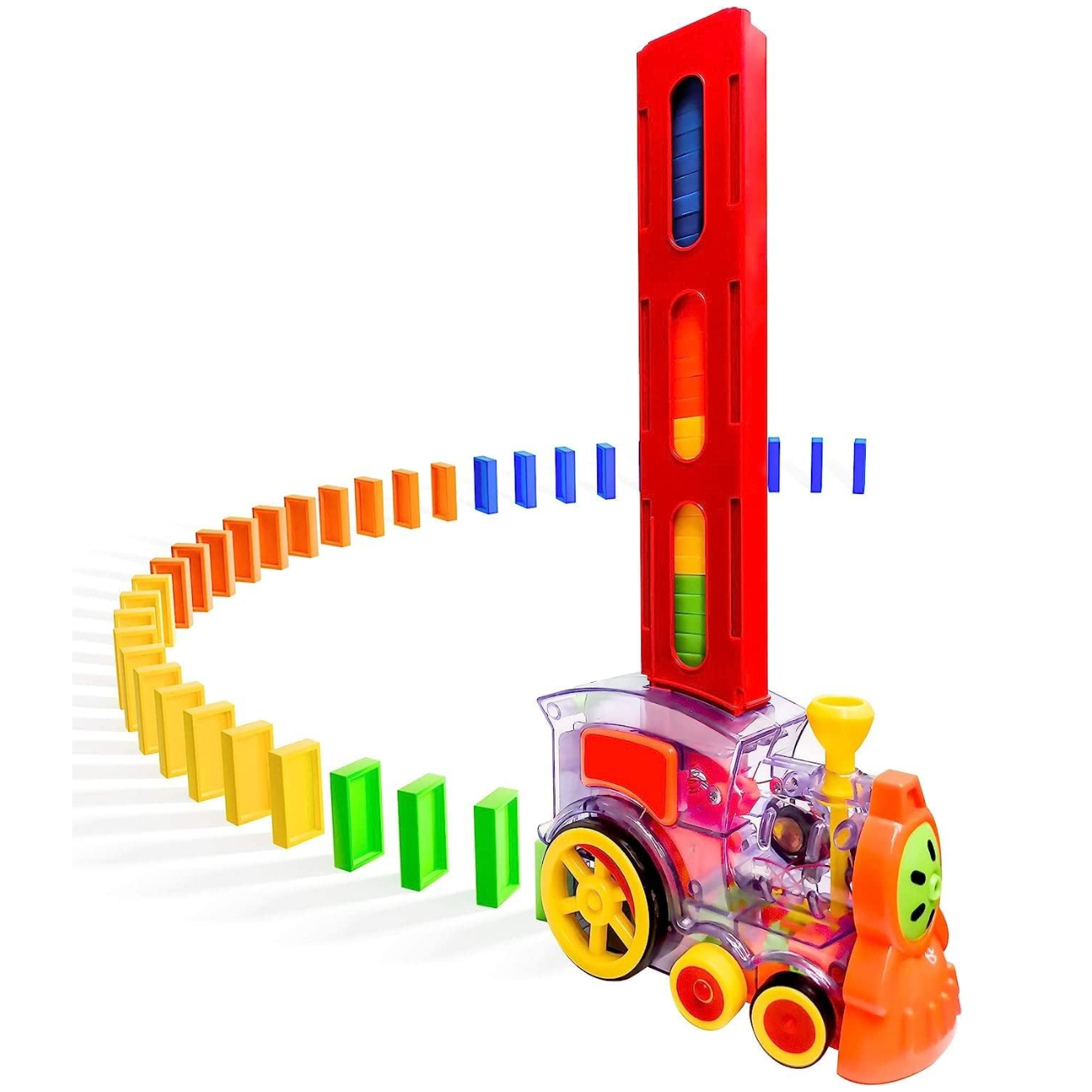 Juego Tren Domino 60pcs Automático Coche Eléctrico Niño