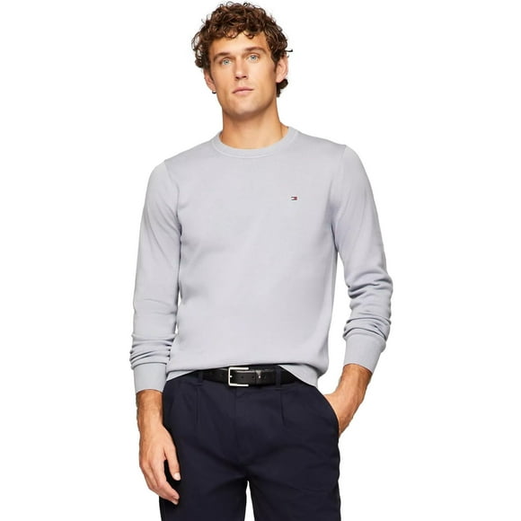 Jersey Tommy Hilfiger con cuello redondo liso para hombre, color gris intenso, XXL