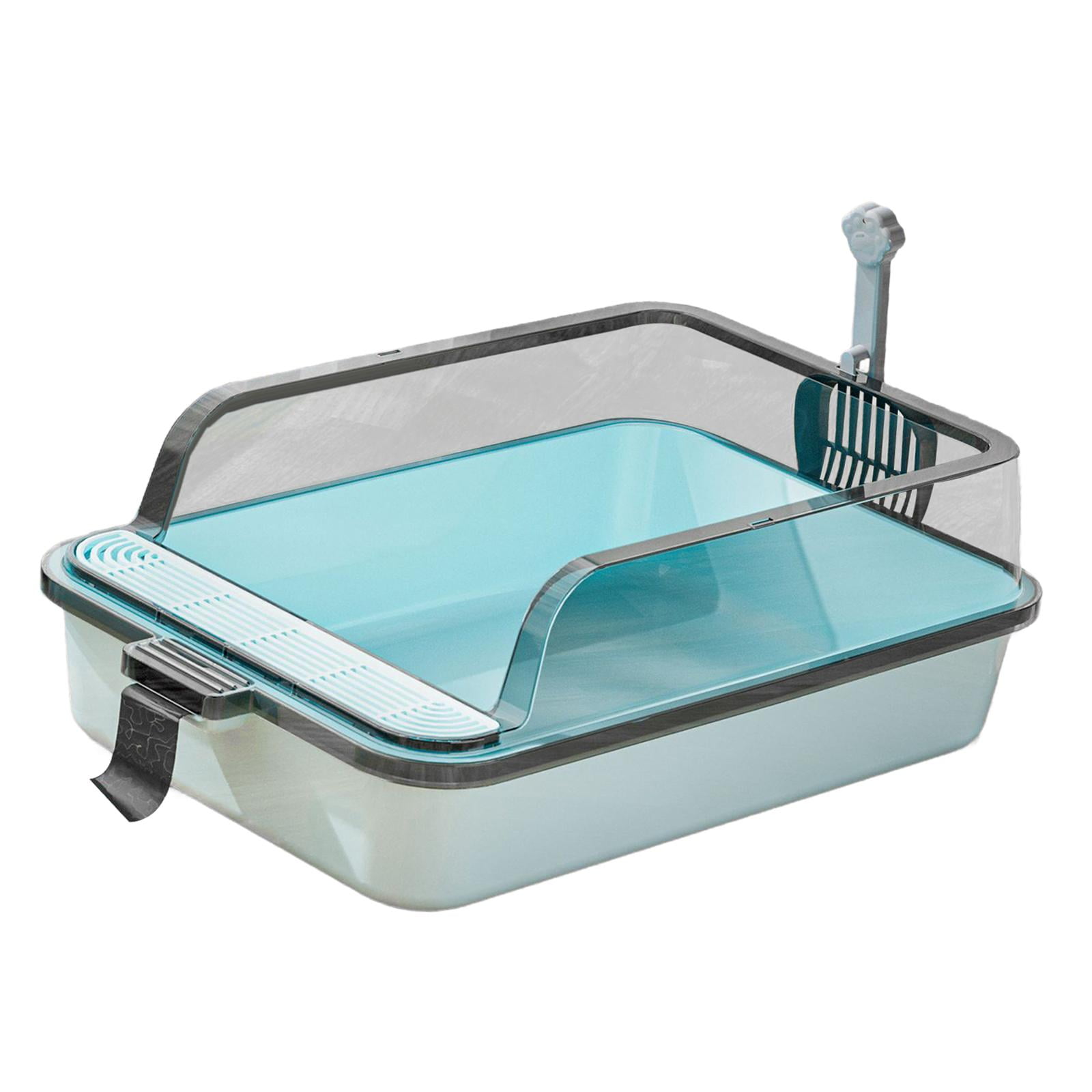 Inodoro Para Gatos Contenedor De Arena Para Gatos Con Tapa Abierta Accesorios Para Mascotas Bandeja De Arena Para Gatos PP Azul