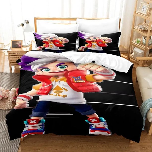 x2205 Bed SheetsGame Ninjala Bedding Set Twin Full Size Bed Set Adult Kid Bedroom Duvet cover Sets Kawaii Kids Camas 3-Piece Bedding Set (1 Duvet Cover + 2 Pillow Shams) nj2205