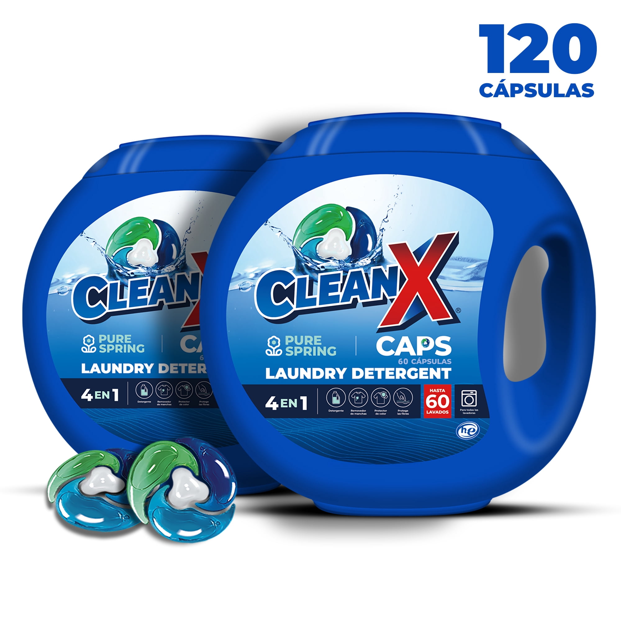 Pack X 2 Detergente Para Ropa En Cápsulas Cleanx 4en1 Ultra 2 X 60 Un