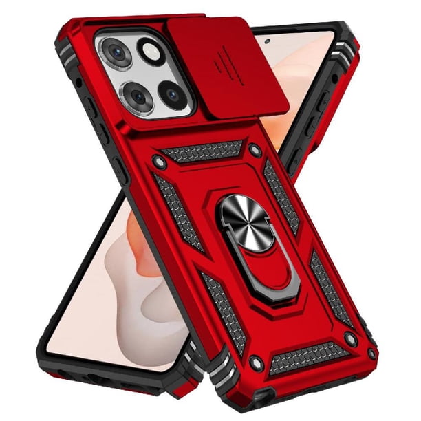Funda Resistente Anillo Soporte Motorola Moto G Stylus 2025 Privacidad Cámara Montaje Magnético Rojo