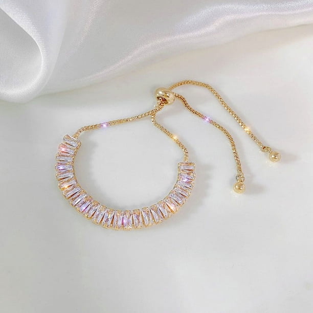 Luxury Full Zircon Bracelet with Super Flash Light and Adjustable Charm for Women - 18K Gold Plated Jewelry