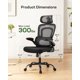 thumbnail image 2 of Silla de oficina ergonómica Marsail con respaldo alto y reposacabezas 2D, negra, 2 of 7