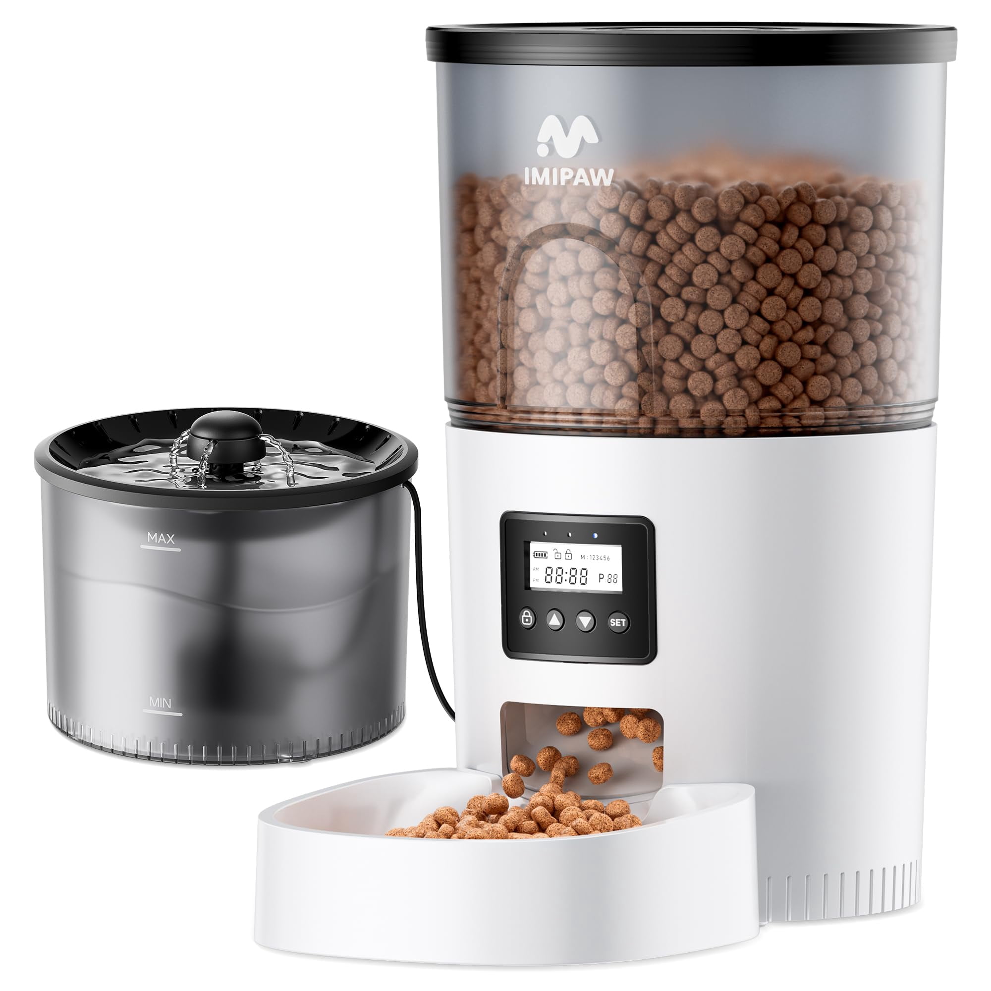 Alimentador Automático Para Gatos Y Fuente De Agua Imipaw Combo 3l