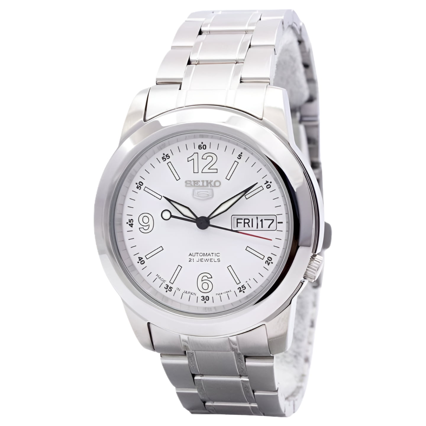 Seiko - Reloj Para Hombre 5 Automatic Snke57j1 Con Esfera Blanca Y Correa De Acero Inoxidable