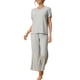 thumbnail image 1 of INSPIRE CHIC Conjunto de Pijama de Mujer Acanalado de Manga Corta Modal con Puños Volantes y Pantalones de Descanso Suaves S Gris, 1 of 5