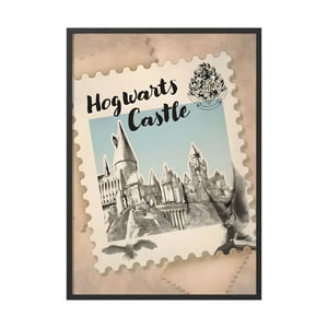 Creango - Cuadro Poster Enmarcado Harry Potter Castillo De Hogwarts Decorativo