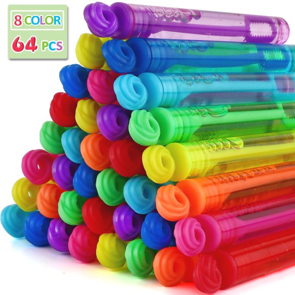Paquete de 64 obsequios para fiestas de Laxdacee de Bubble Wands para niños