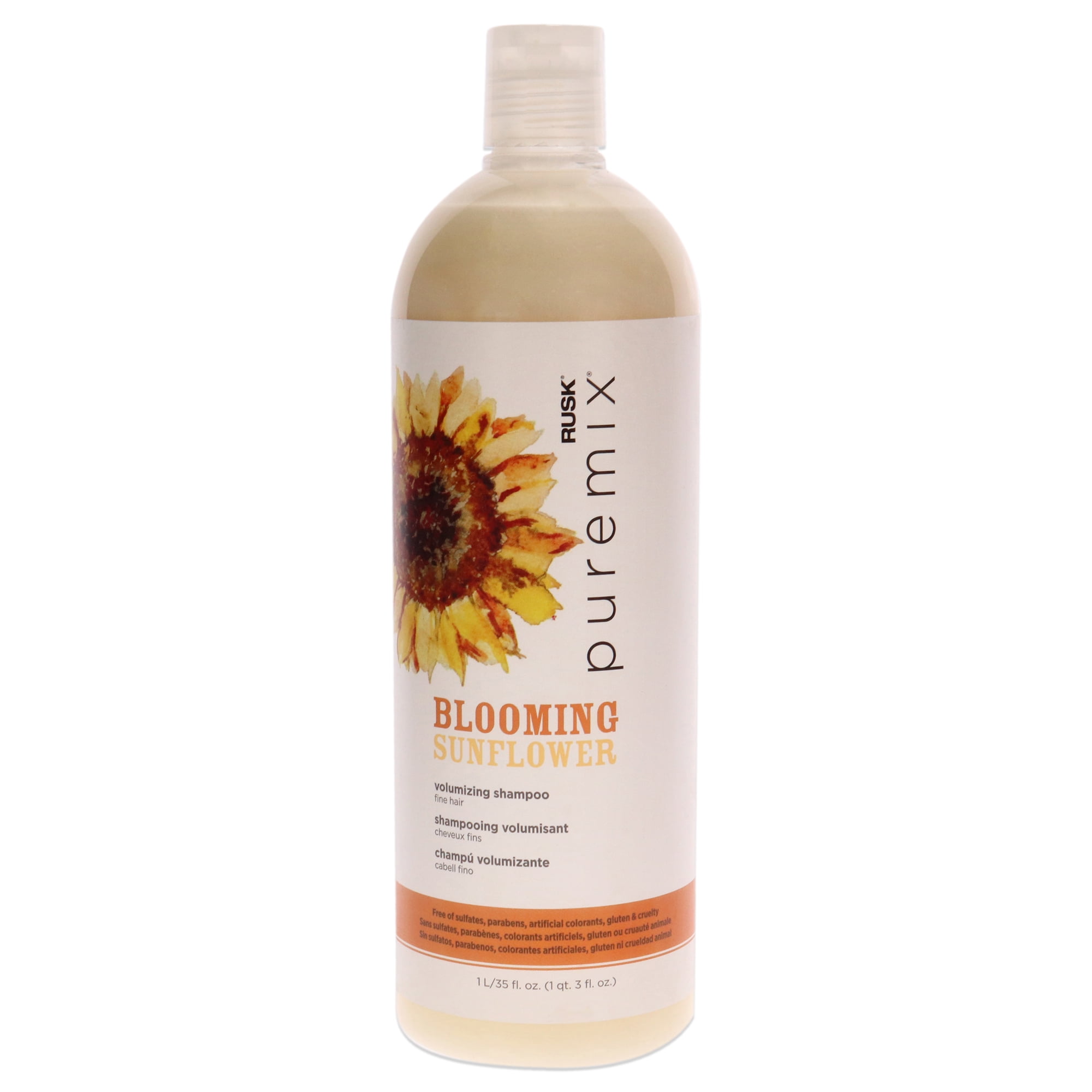 Rusk - Champú Voluminizador De Girasol Floreciente Puremix - Cabello Fino De Para Unisex - Champú De 35 Oz