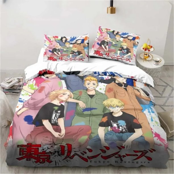 Tokyo Revengers Bedding Set Polyester Bed Set Adults Teens Bedroom Luxury Duvet Cover Set Bed Sheets