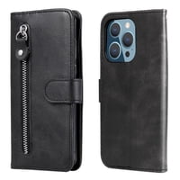 Gangxun - Funda Con Cremallera Para Iphone 14 Pro Max, Carcasa Cartera De Cuero Pu Con Soporte Y Tarjetero
