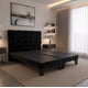 thumbnail image 1 of Cama Dos Plazas Con Respaldo y bases divididas de 150 X 190cm Tapizada en Felpa Negro, 1 of 6