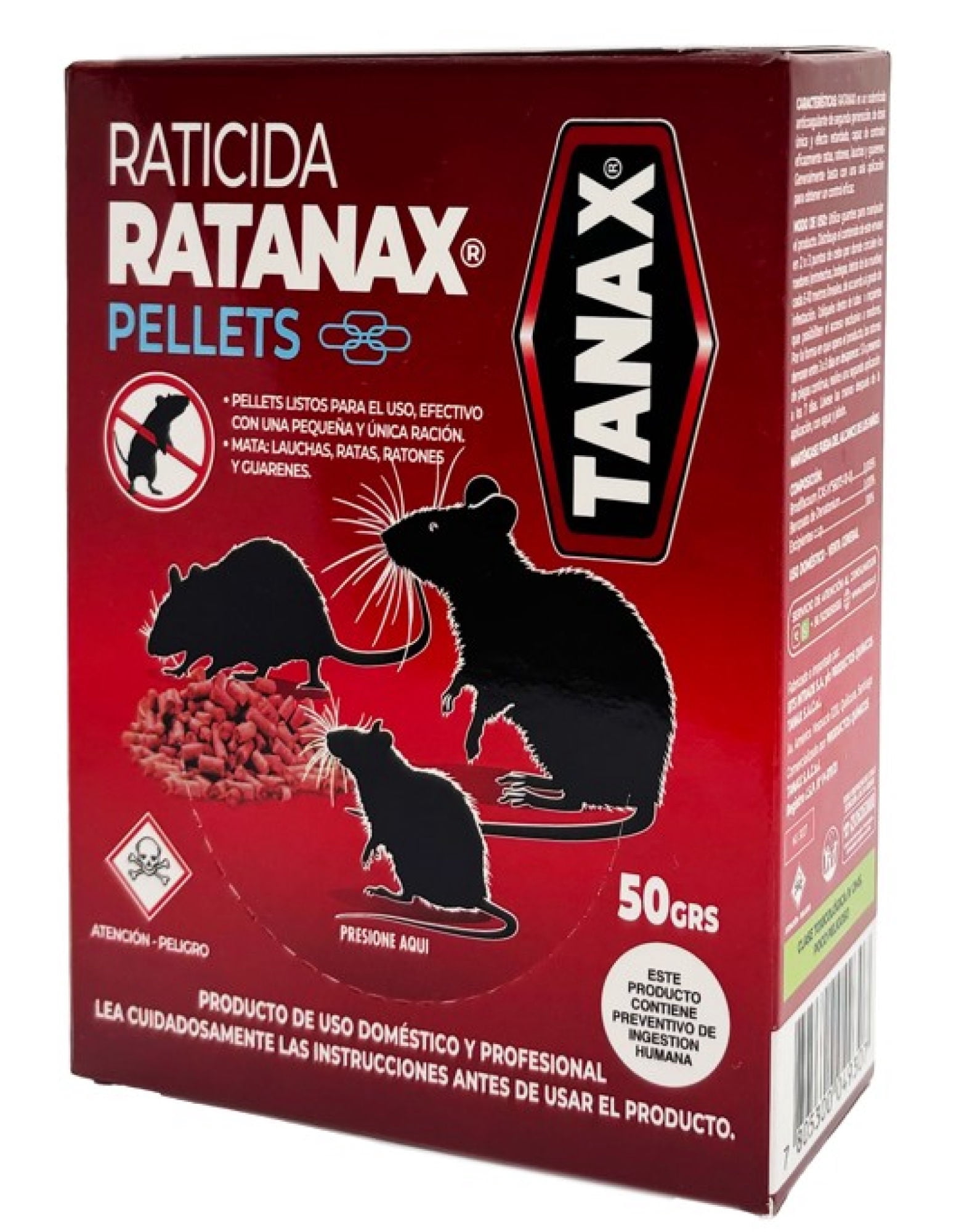 Raticida En Pellets Caja 50 g Ratanax