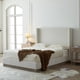 thumbnail image 1 of Hosford Upholstered Wingback Bed / Upholstered Wood Base Platform Bed / 53.1" High Headboard / Minimalist / Rusticity / No Box Spring Needed / Queen / Cream White Boucle / No Noise, 1 of 3
