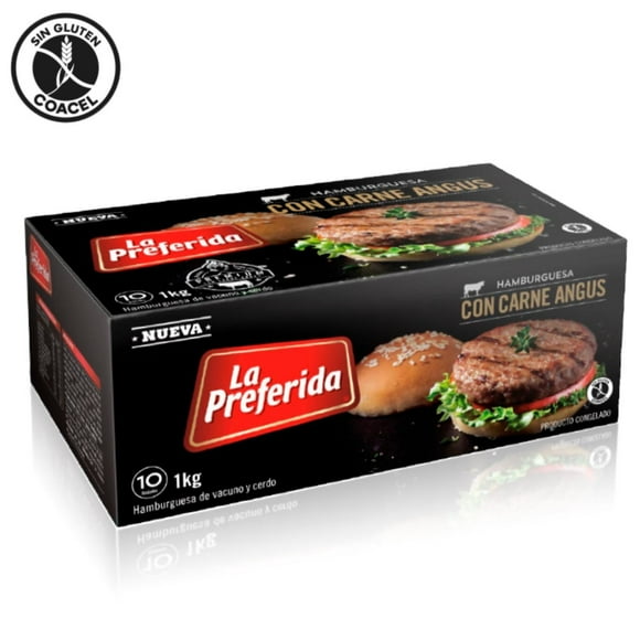 Hamburguesa de Vacuno y Cerdo Con Carne De Angus Pack 10 Un, 1 kg