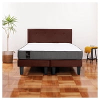 Latam Home - Cama Europea Zen Best 2 Plazas Colchon Resortes Base Dividida + Respaldo Tela Café