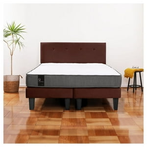Latam Home - Cama Europea Zen Best Tela Velvet Chocolate 2 Plazas + Respaldo