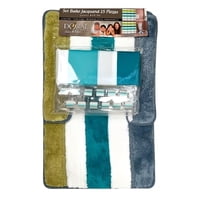 Set De Baño 15Pcs Franjas Petróleo Verde Azul – Doral