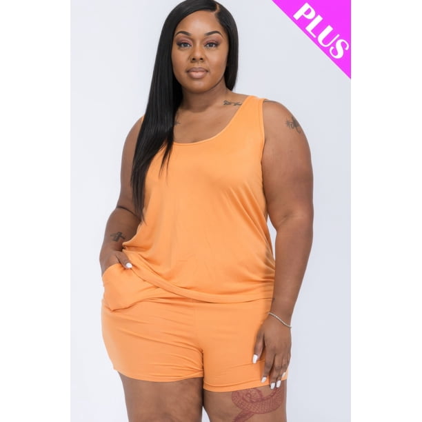 Conjunto Cómodo De Camiseta Sin Mangas Y Shorts