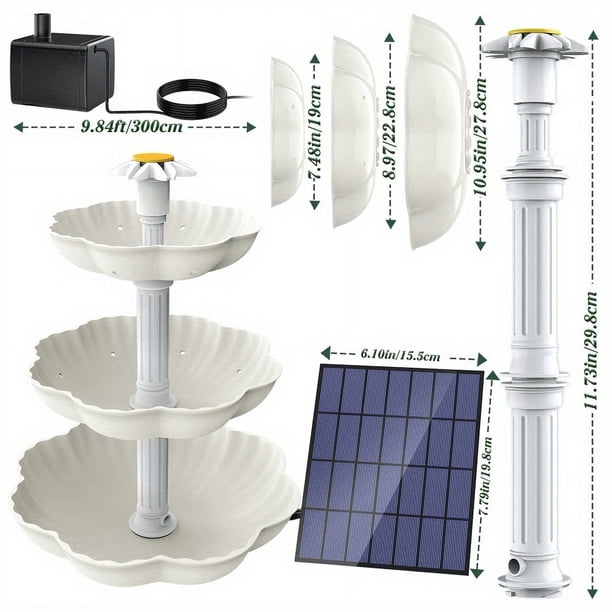Bring Nature to Your Garden: 1pc 3 Tiered Bird Bath with Solar Pump & DIY Fountain!