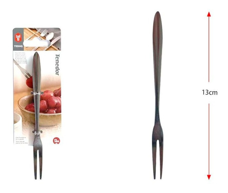 Genérico - Tenedor Para Frutas, 100% Acero Inoxidable Dorado, 13Cm