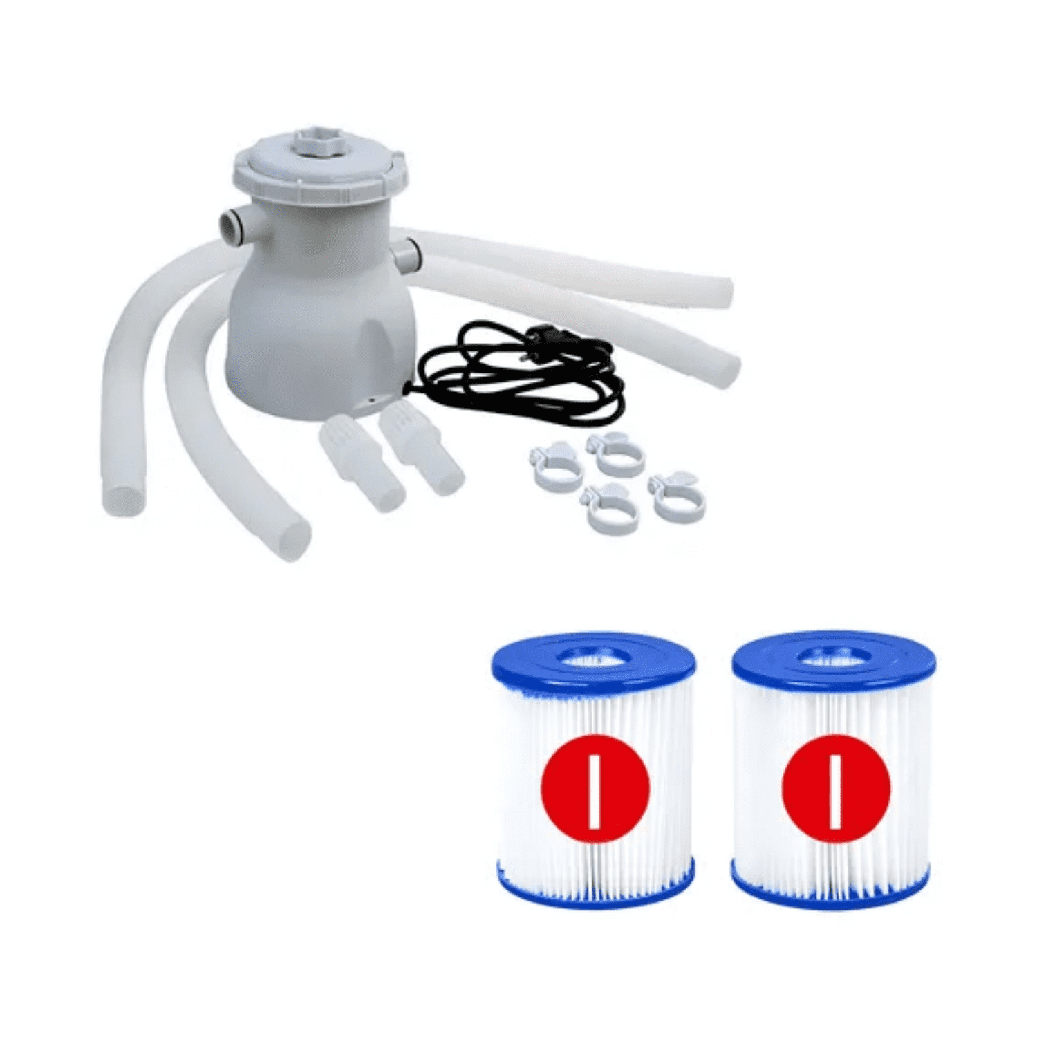 Fym - Bomba Filtro Piscina 1.136 Lts + 2 Ud Cartucho Filtro Tipo I