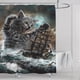thumbnail image 1 of 1pc Fun Cat Siren Sailboat Shower Curtain with Waterproof Fabric and 12 Hooks - Adds Style and Functionality to Your Bathroom Decor, 1 of 4