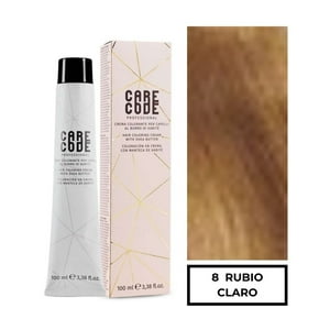Care Code - Tintura Profesional Permanente 100Ml Rubio Claro 8 + Oxigen 150 Ml 20 Vol