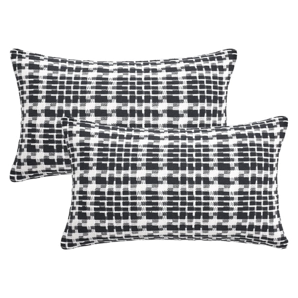REGALWOVEN Paquete de 2 Fundas de Cojín Decorativas de Poliéster y Algodón Estilo Tejido Suave para Sofá Sala de Estar Sofá Gris Oscuro 20 x 12 Pulgadas