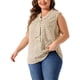 thumbnail image 4 of Agnes Orinda Blusas Clásicas Sin Mangas con Cuello en V y Lazo de Lunares para Mujer Talla Grande 5X Caqui Claro, 4 of 6