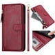 thumbnail image 2 of Funda tipo cartera para iPhone 16 PRO MAX con bolsillo con cremallera, tarjetero, soporte, correa para la muñeca y tapa de cuero Rojo, 2 of 5