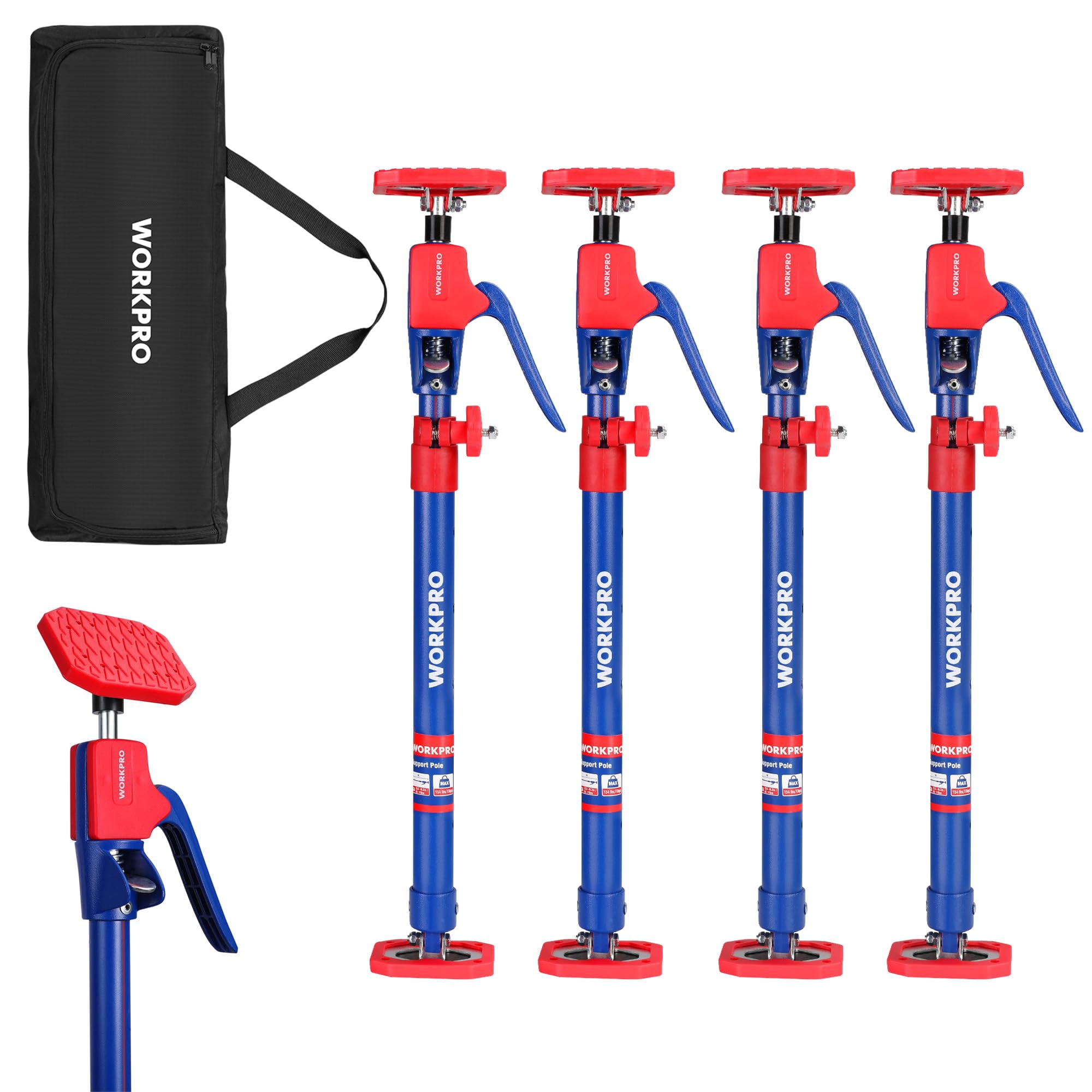 Barra De Soporte Telescópica Workpro Cabinet Jack Para Tercera Mano, Paquete De 4