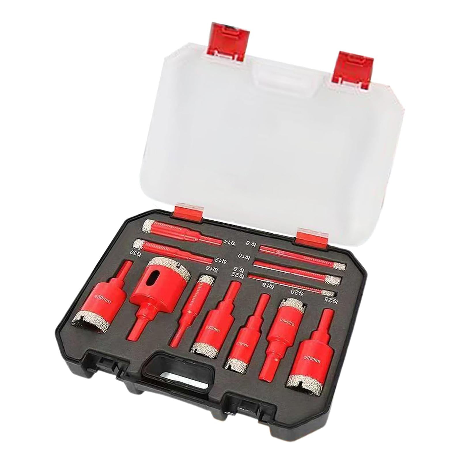Ioensy - Kit De 12 Piezas Para Perforar Azulejos De Vidrio Con Estuche De Transporte, Taladro De Núcleo De Diamante Para Bricolaje