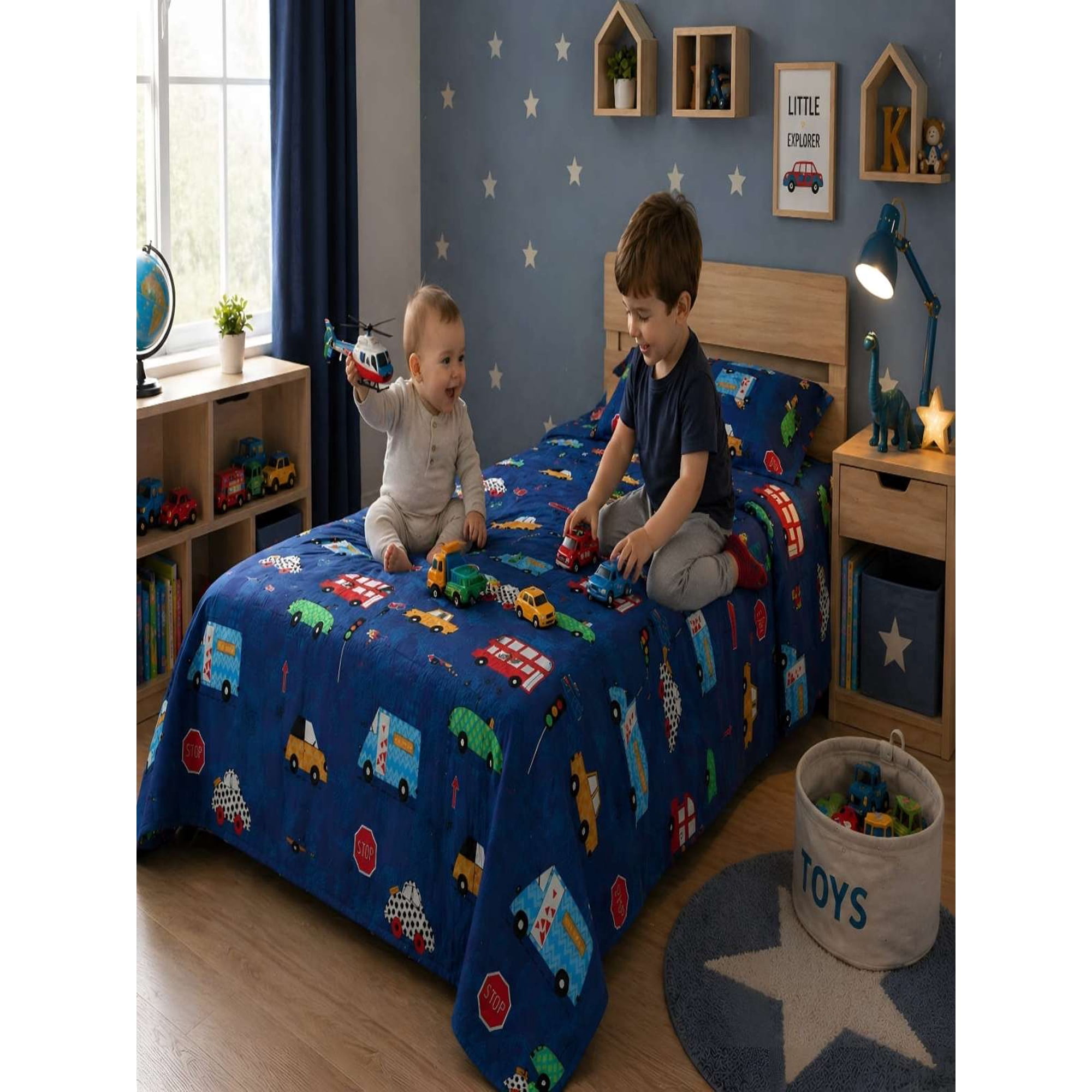 Todo Para El Hogar - Sábanas Infantiles 1 Plaza Diseño De Carros Ultra Suave