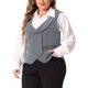 thumbnail image 4 of Agnes Orinda Chaleco de Traje Escolar Universitario para Mujer de Talla Grande, Doble Botonadura, Cuello Vintage con Solapa, Chaleco Elegante con 2 Bolsillos 4X Gris, 4 of 6