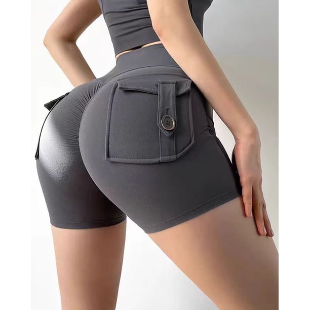 Short Deportivo Mujer Pretina Alta Bolsillos Traseros