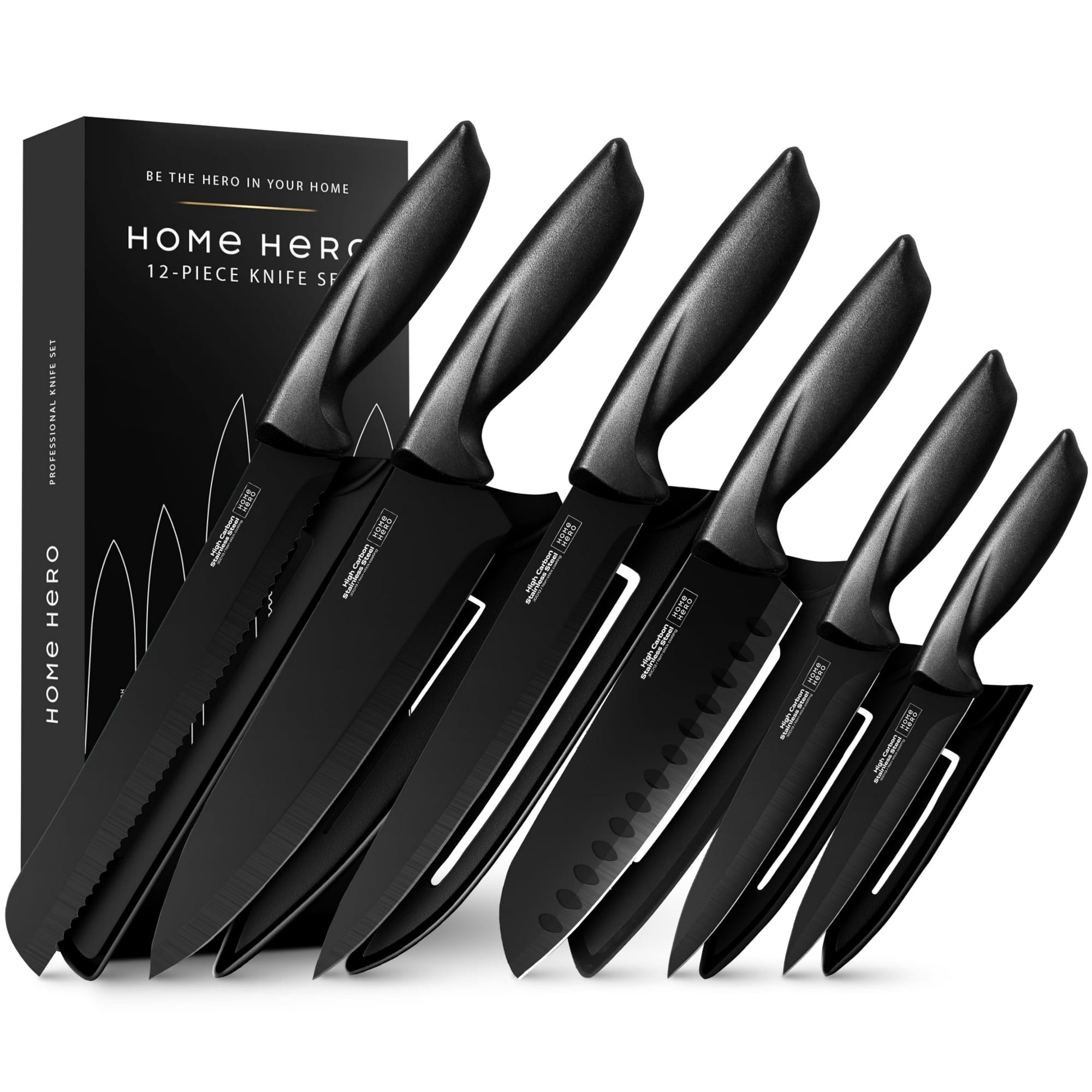 Juego De Cuchillos De Cocina Home Hero De Acero Inoxidable Con Alto Contenido De Carbono, 12 Piezas