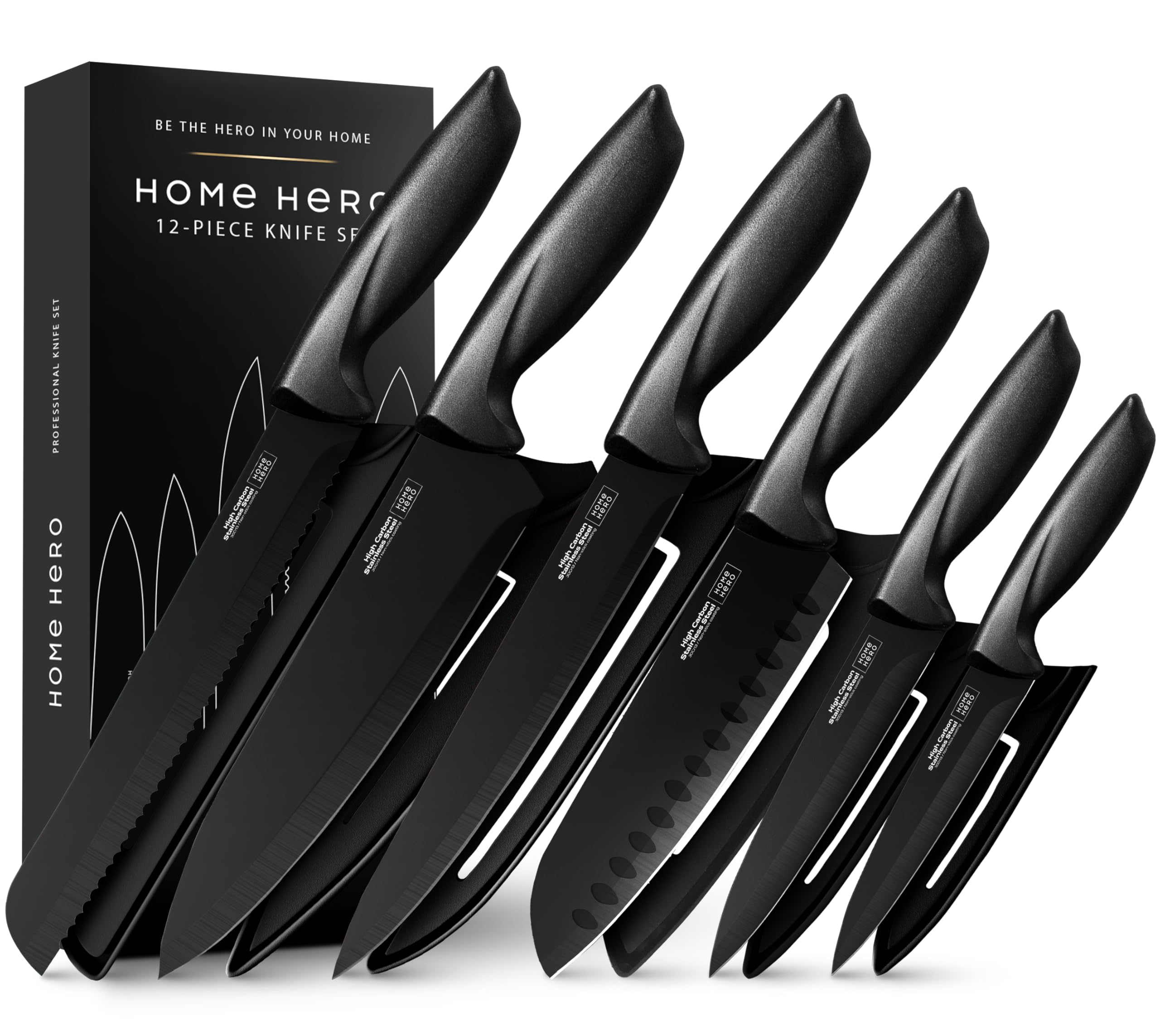 Juego De Cuchillos De Cocina Home Hero De Acero Inoxidable Con Alto Contenido De Carbono, 12 Piezas