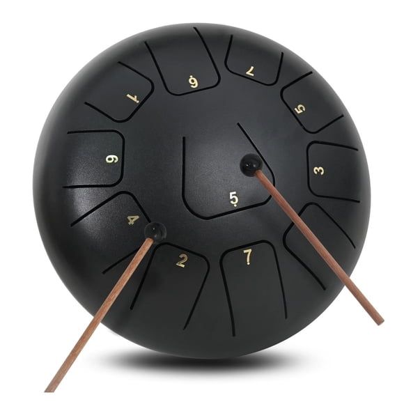 Tambor Lengua De Acero Meditación Y Yoga. 6” 11 Tonos. Negro