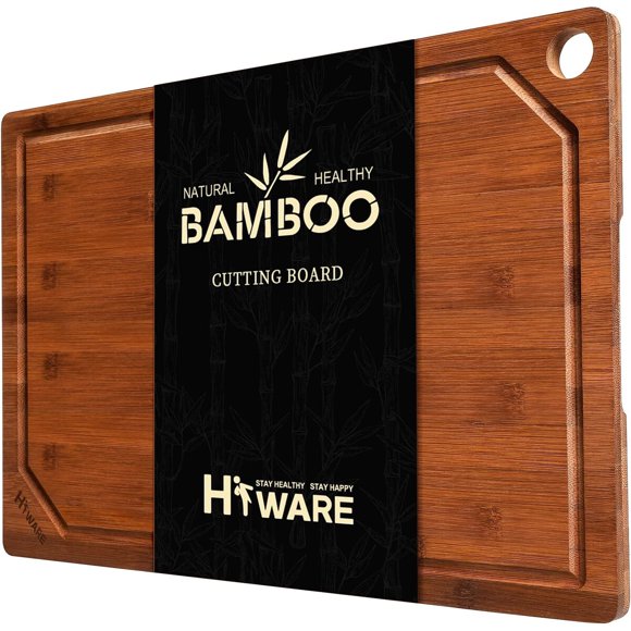 Hiware Wood Cutting Boards for Kitchen, Heavy Duty Bamboo Cutting Board