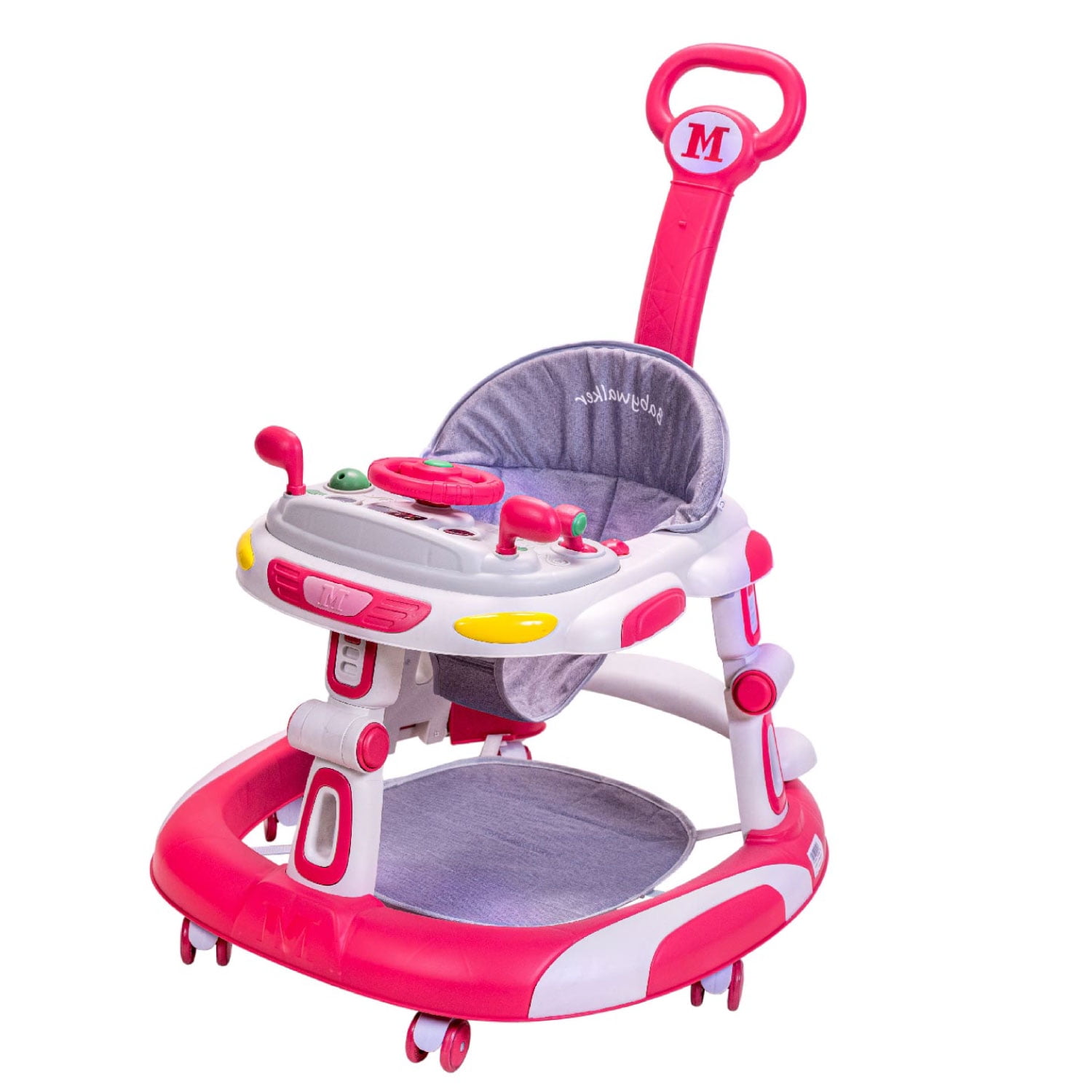 Mundo Online - Andador Caminadora Autito Musical Bebe Anticaida Stylish Fucsia