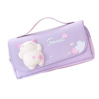 Magideal - Estuche De Lápices De Tres Capas Lindo Portátil De Mano Para Examen Universitario Niños Púrpura C Púrpura