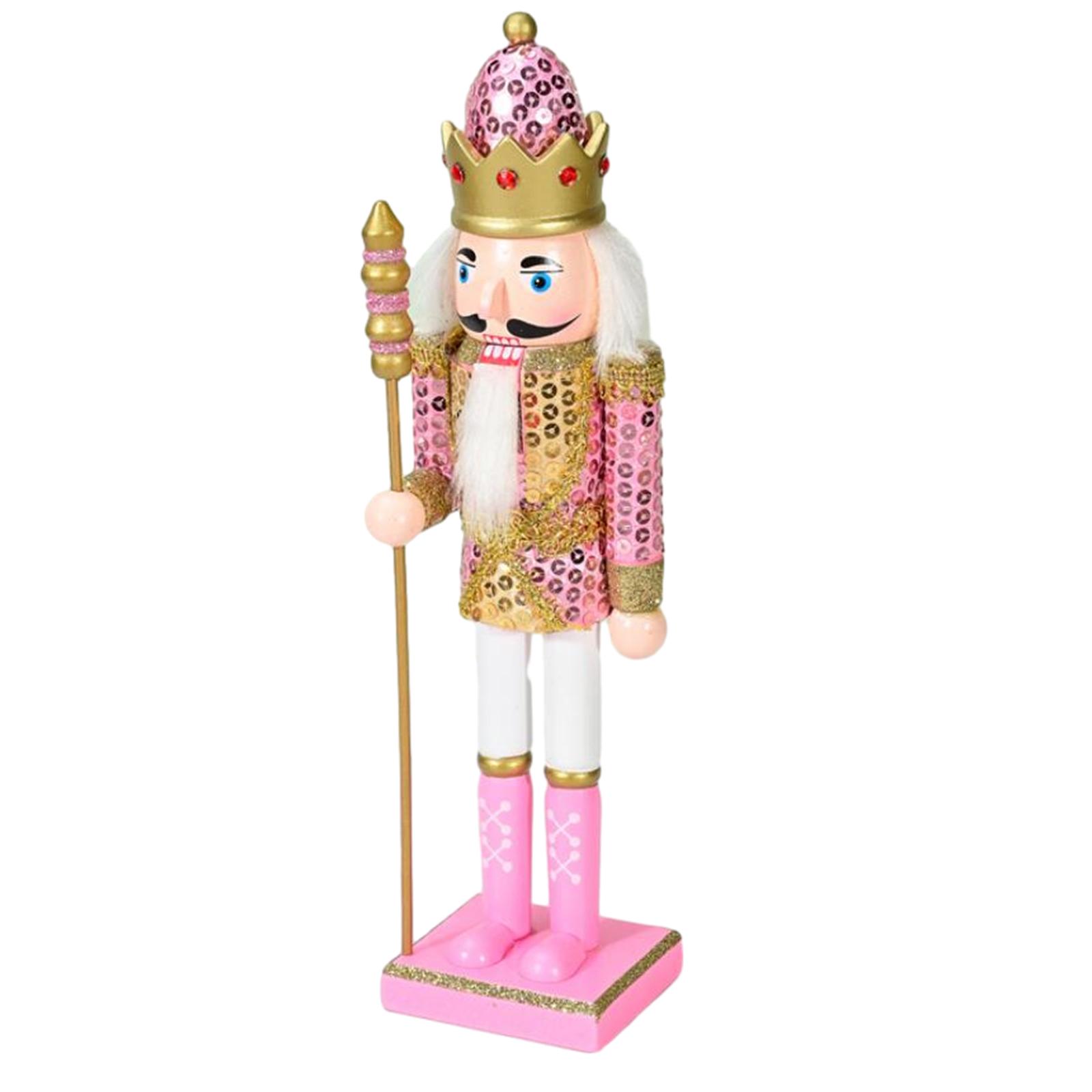 Magideal - Figuritas De Cascanueces De Navidad De 30Cm De Alto, Adorno De Cascanueces De Madera Para Chimenea De Halloween, Regalos De Navidad Para Niños, Decora Rosa