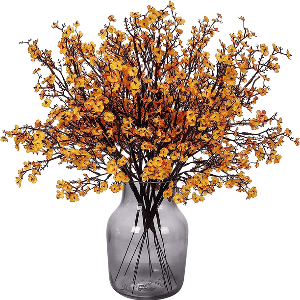 6 piezas de flores artificiales de otoño, flores de aliento de bebé falsas, ramo de gypsophila artificial a granel, arreglos florales de seda, centros de mesa para el hogar, cocina, dormitorio, festiv
