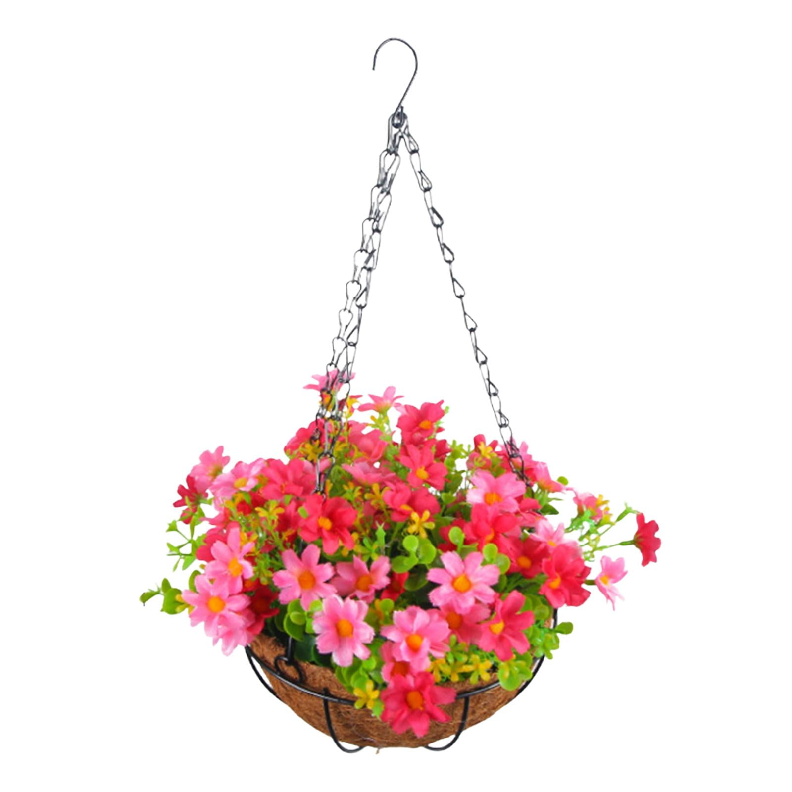 Magideal - Cesta Colgante De Flores De Margaritas Artificiales, Decoración De Plantas Colgantes Falsas, Maceta Colgante Con Cadena Para Césped, Porche, Balcón, Rosa