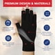 thumbnail image 3 of Guantes de compresión Dr. Arthritis Open-Finger negros grandes, 3 of 5