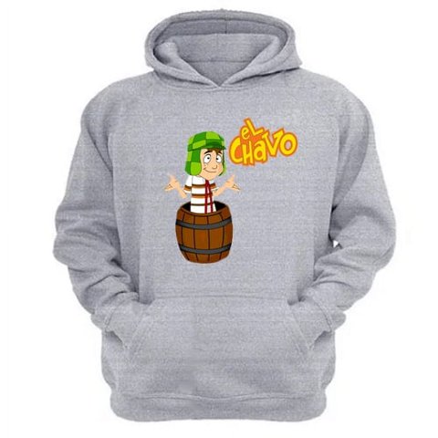 Genérico - Polerón Canguro El Chavo Del 8 Gris Claro Talla L Unisex