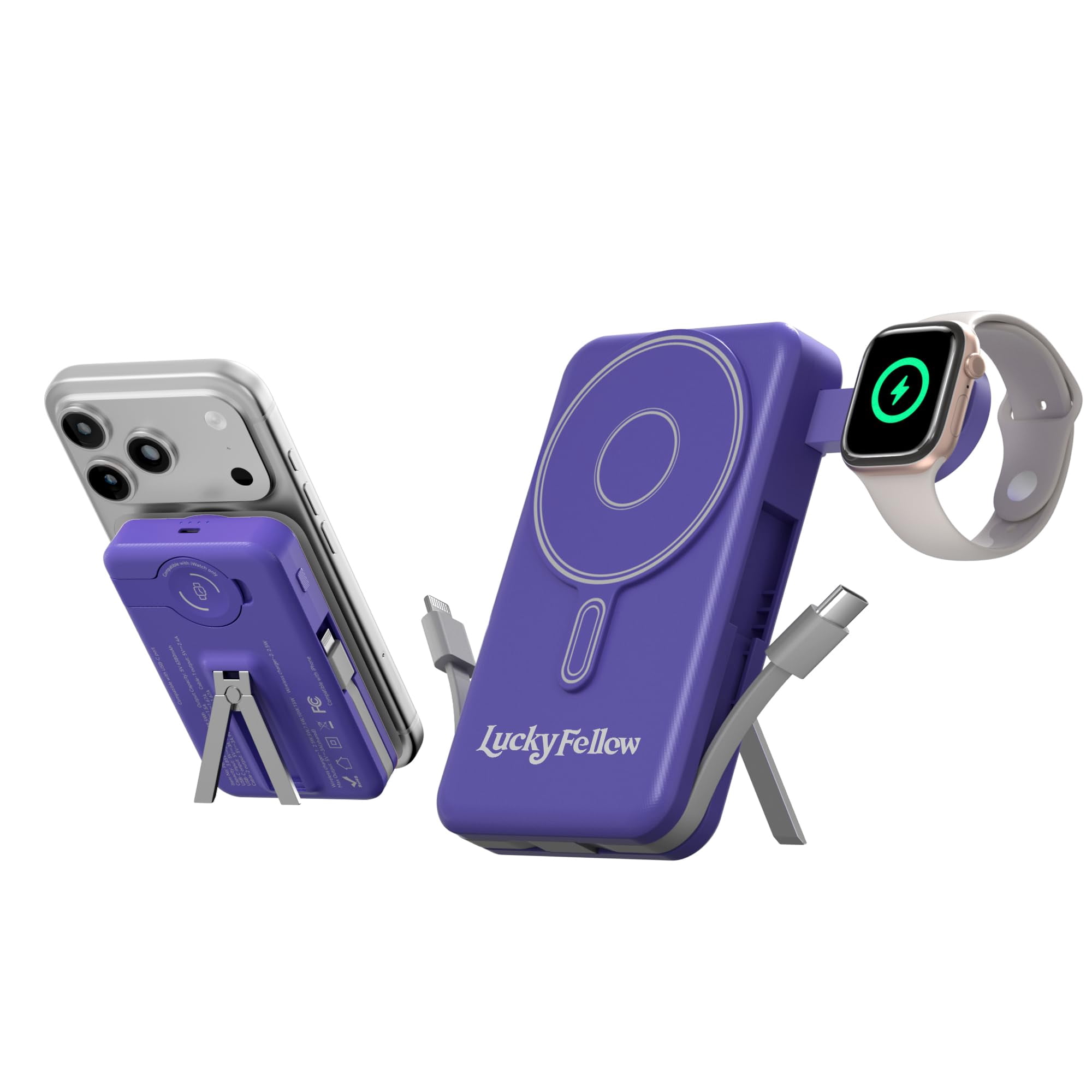 Cargador Portátil Luckyfellow Inalámbrico De 10000 Mah Con Soporte Iwatch