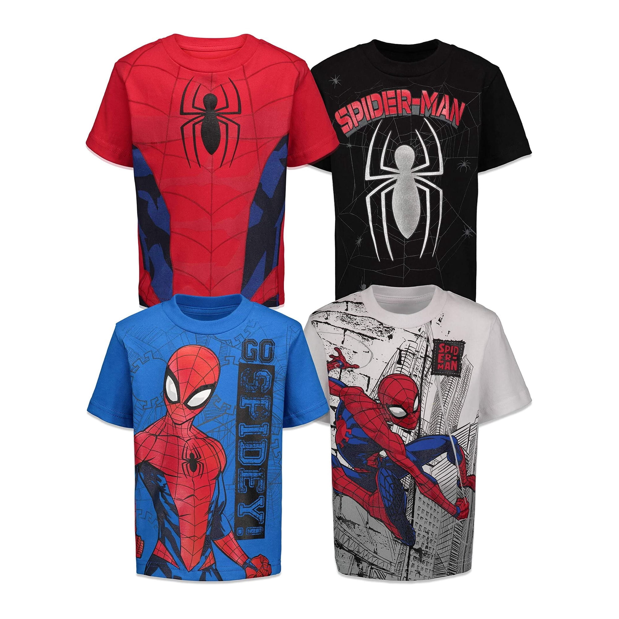 Pack De 4 Remeras Gráficas De Spider-man Para Niños Marvel